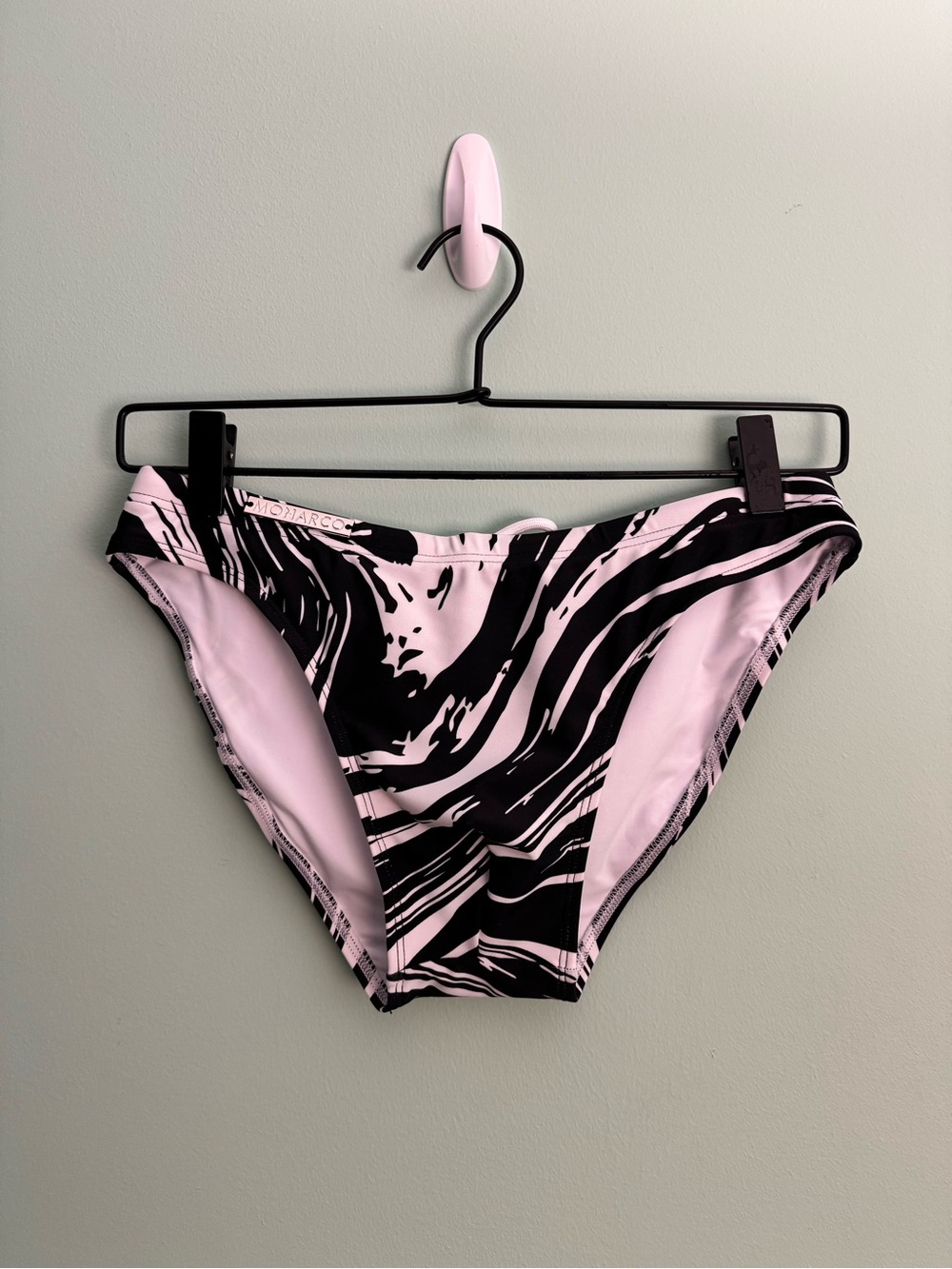Men's Monarco Swim Brief in Black/White Abstract Print - Size Medium (30-32)